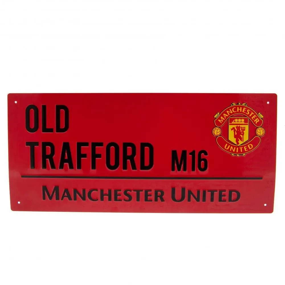 Club Licensed Man Utd Colour Street Sign - Red/Black - 40cm x 18cm, Bedroom