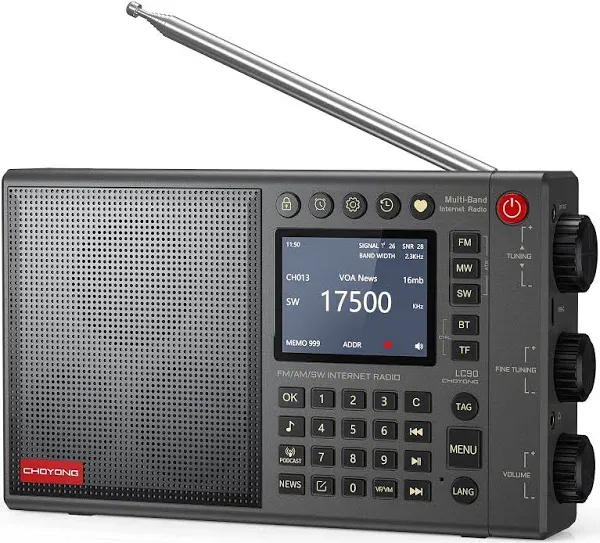 CHOYONG LC90 Internet Radio | Wi-Fi/4G/E-SIM | FM/LW/MW/SW/SSB | Bluetooth 5.2 | 5000mAh | 15W Stereo Speakers