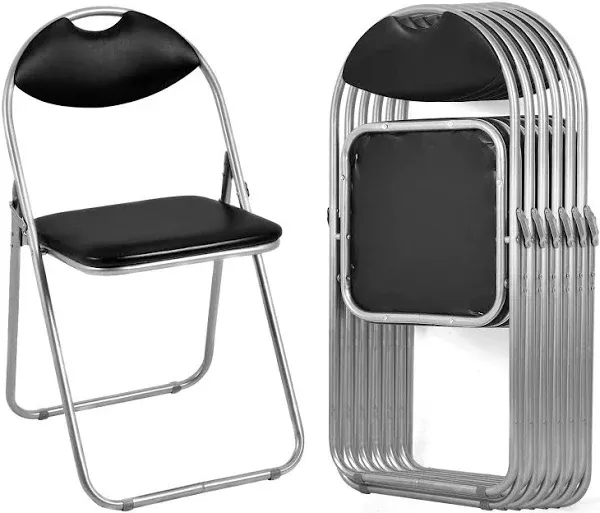 6-Pack Folding Chairs Set - Waiting Room Chairs with Padded Seats and Carrying H