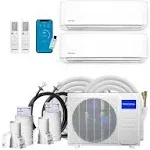 MRCOOL DIY Mini Split - 18,000 BTU 2 Zone Ductless Air Conditioner and Heat Pump with 25 ft. Install Kit, DIYM218HPW00C07