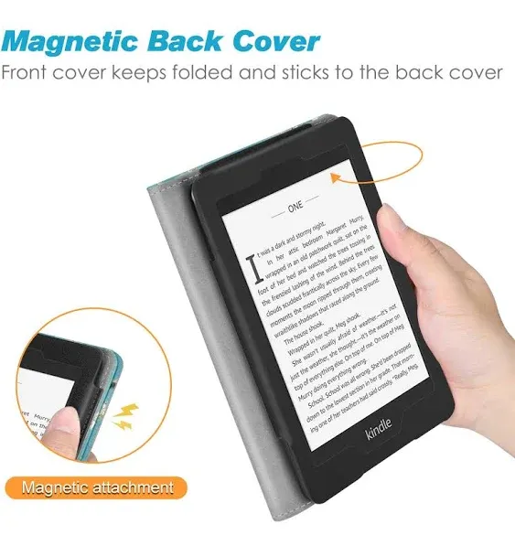 Fintie Stand Case for 6" Kindle Paperwhite (Fits 10th Generation 2018 and All Paperwhite Generations Prior to 2018) - Premium PU Leather Sleeve Cover with Card Slot and Hand Strap, Blossom