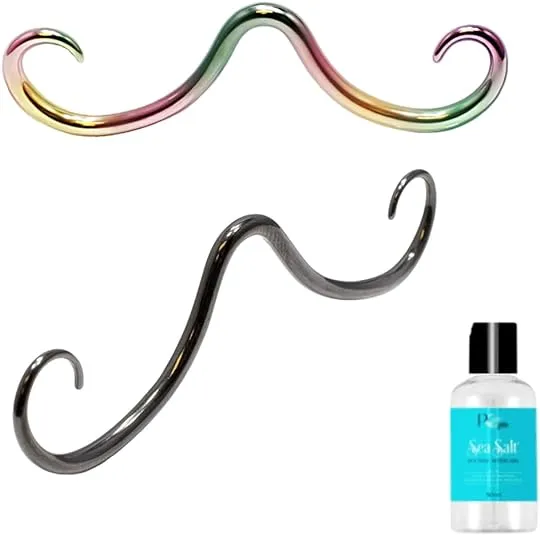 16G Black Mustache Septum Nose Ring Hoops Rainbow O Rings Rollie Fingers Jewelry