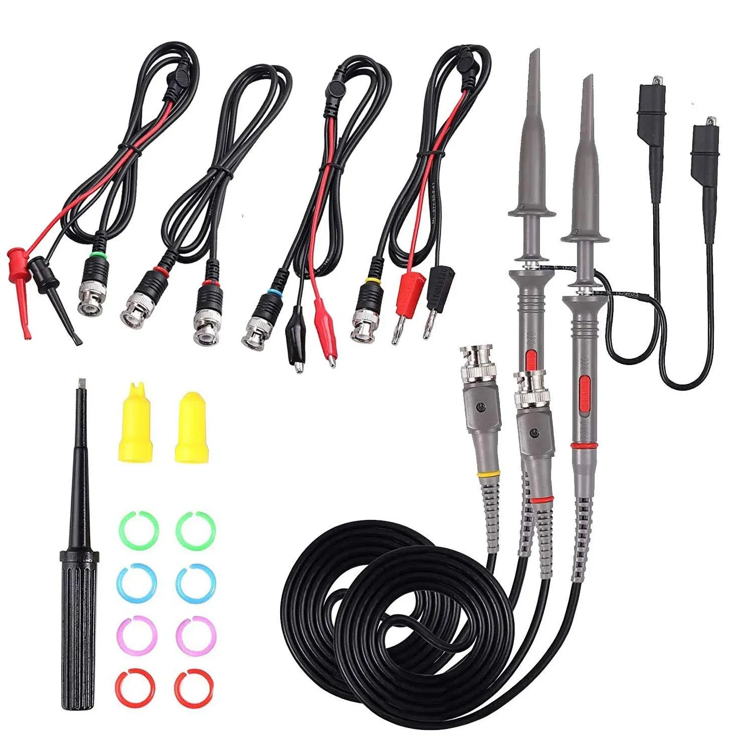 Universal Oscilloscope Probe Kit, 100Mhz Oscilloscope Clip Probes with BNC to Mi