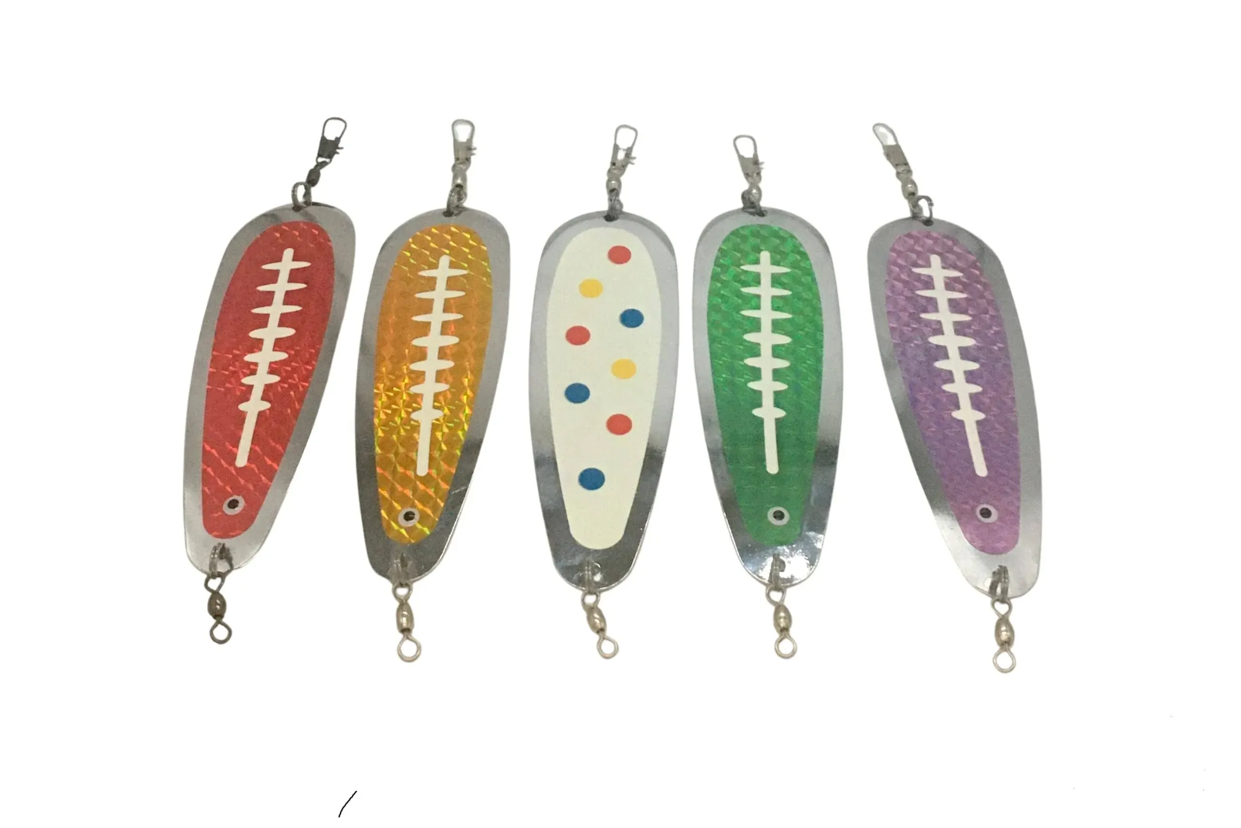 KOKOPROS Finished Kokanee Salmon Hyperglow Teardrop Fishing Flasher, 5-1/2" Length, Chrome 5 Pack