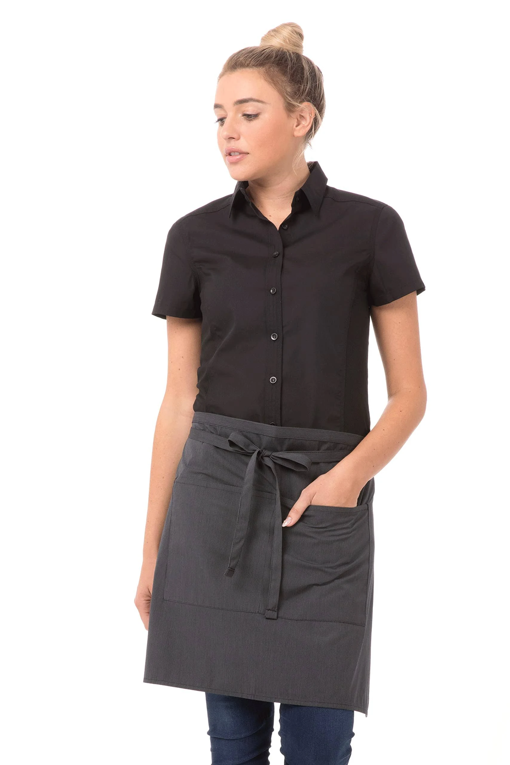 Chef Works - F28-BLK - Black Half Bistro Apron