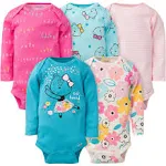 Gerber 5-Pack Baby Girls Bear Long Sleeve Onesies Bodysuits - Newborn