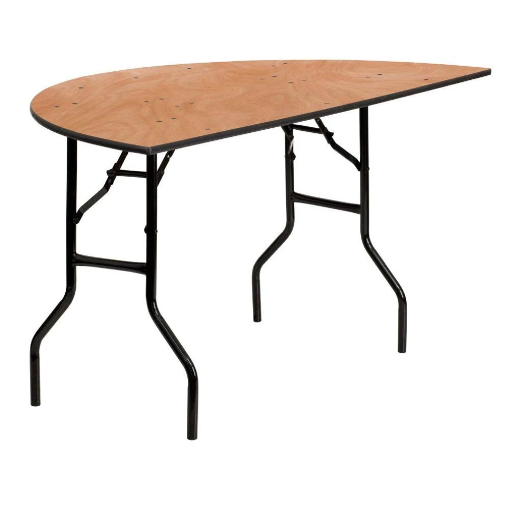 Emma + Oliver 5-Foot Half-Round Wood Folding Banquet Table