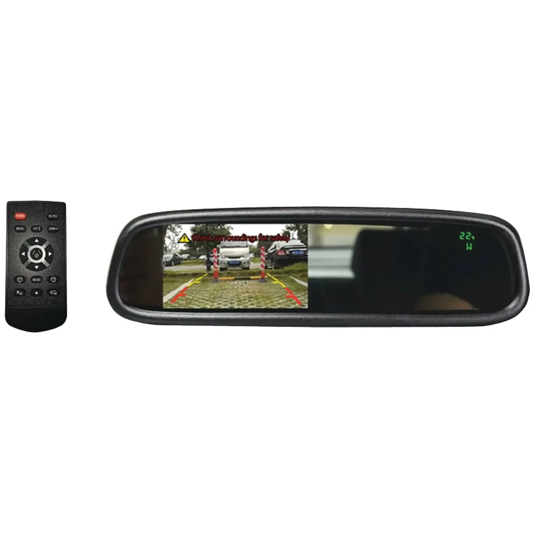 BOYO VTM43TCA Replacement Rear-View Mirror with 4.3" TFT-LCD Backup Camera Monitor, Auto-Dimming & Temperature/Compass Display