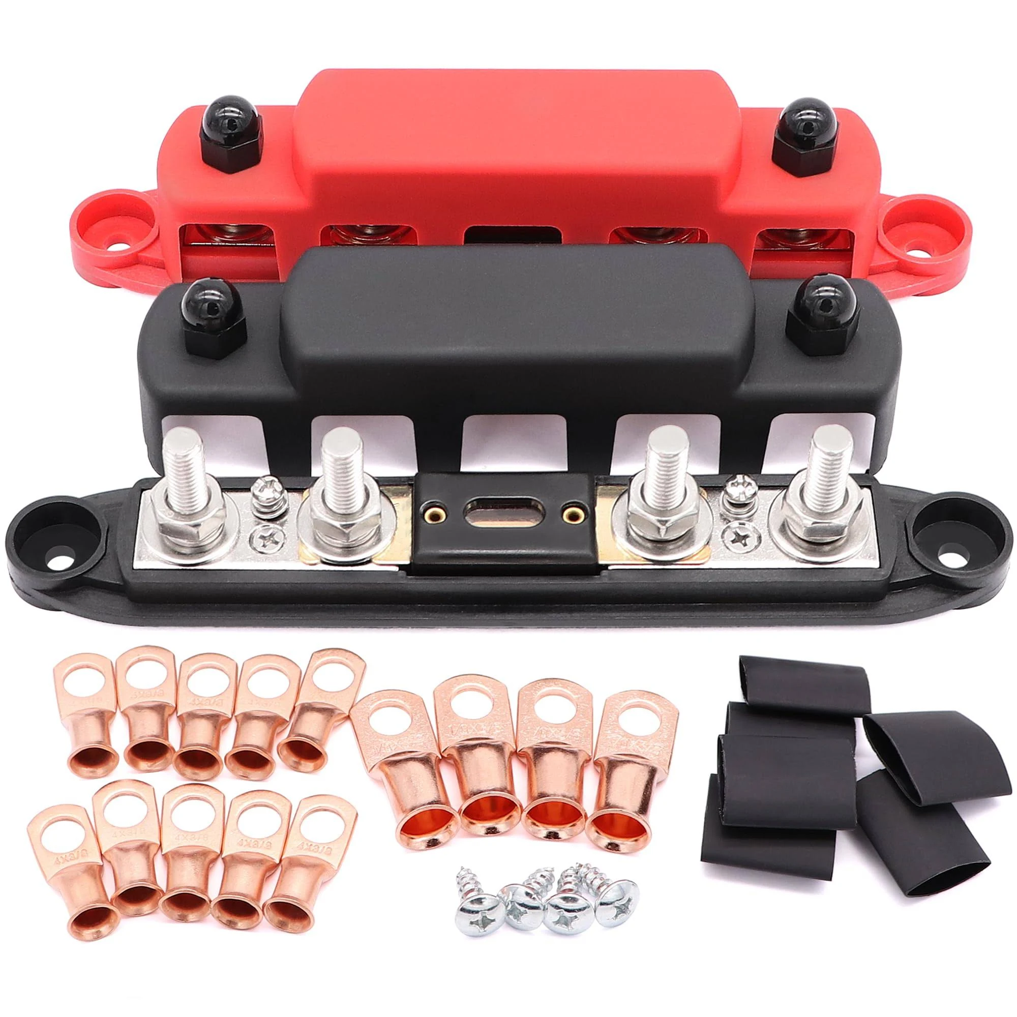 300A Power Distribution Block Bus Bar with 300A ANL Fuse,4X 5/16"(M8) Posts for Battery Marine Automotive RV Car Truck