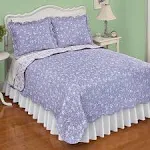 Reversible Floral Quilt with Scalloped Edges - Lavender - King