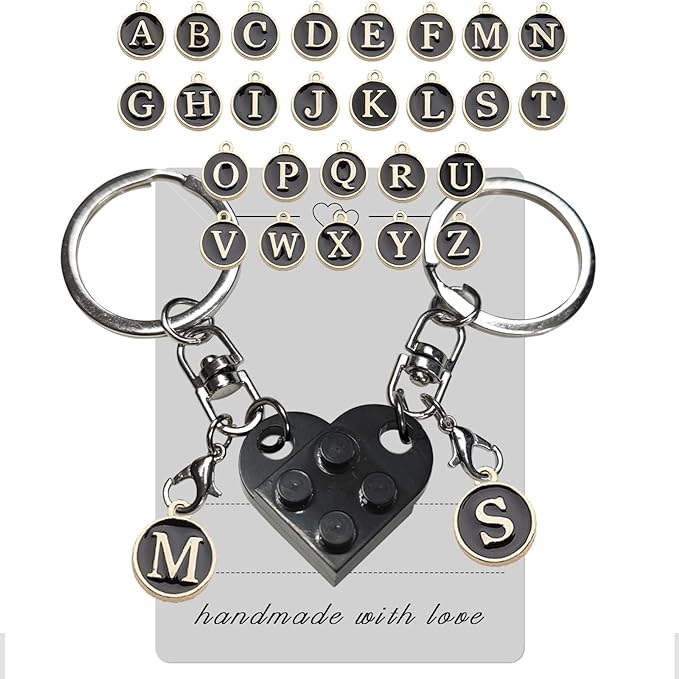 Personalized Brick Matching Heart Keychains - Gifts for Mom, Dad, Couple, Boyfriend, Girlfriend, Lovers