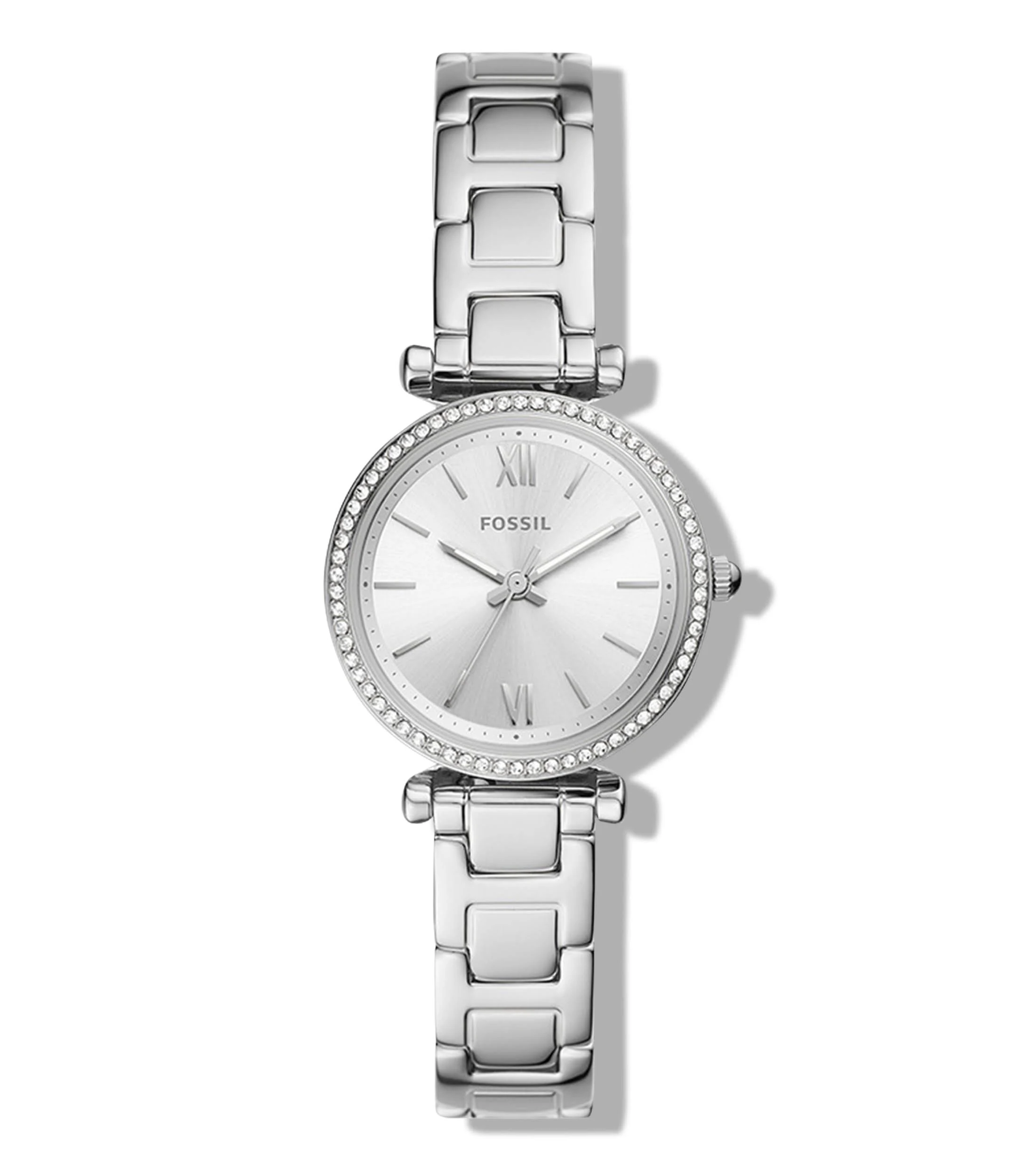 Fossil Women's Carlie Three-Hand Stainless Steel Bracelet Watch and Necklace Set - Silver