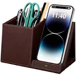 2-in-1 Pen Holder with Wireless Charger, Compatible with iPhone 16/15/14/13/12/11/8 Series, Pencil Holder Phone Stand for Desk Home Office, Men Gift Husband Wife Anniversary Dad Birthday Idea Gadget