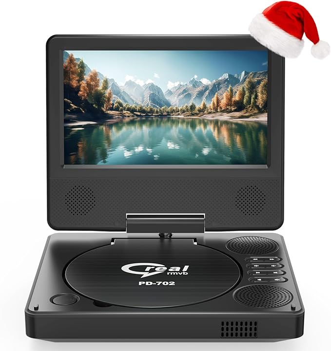 9.5&#034; Portable DVD Player with 7.5&#034; Swivel Display Screen, 5-Hour Built-in Rec...