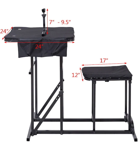 GYMAX Foldable Shooting Table Seat Set, Height Adjustable Hunting Gun Rest Table Shooting Bench Set for Outdoor Range