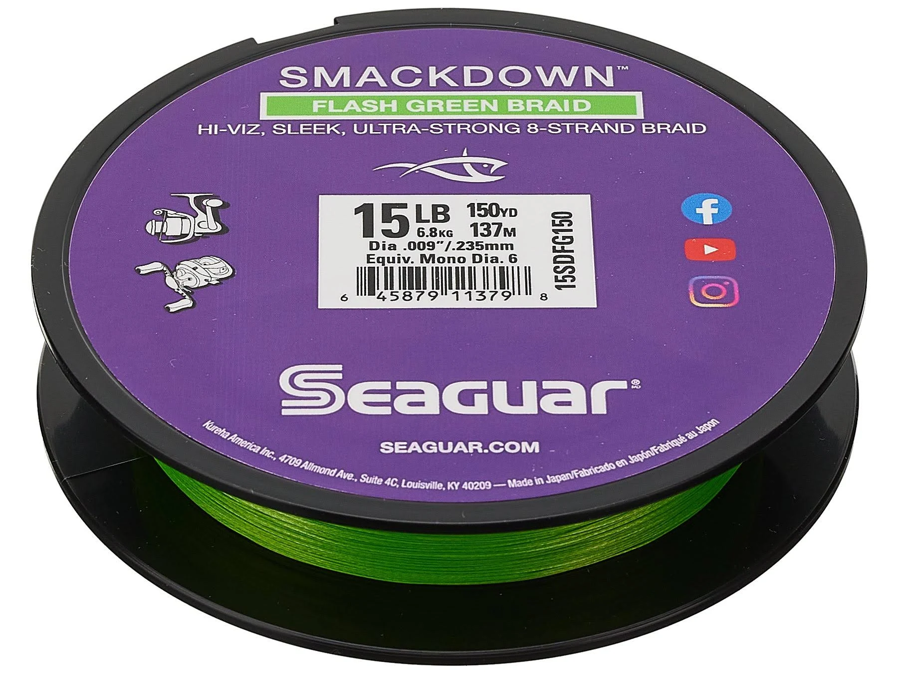 Seaguar Smackdown Braid Line - Flash Green 300yd 15lb - 15SDFG300