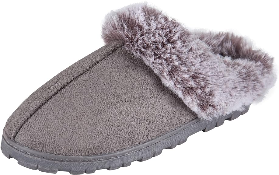 Jessica Simpson Women's Faux Fur Clog - Comfy Furry Soft Indoor House Slippers ...