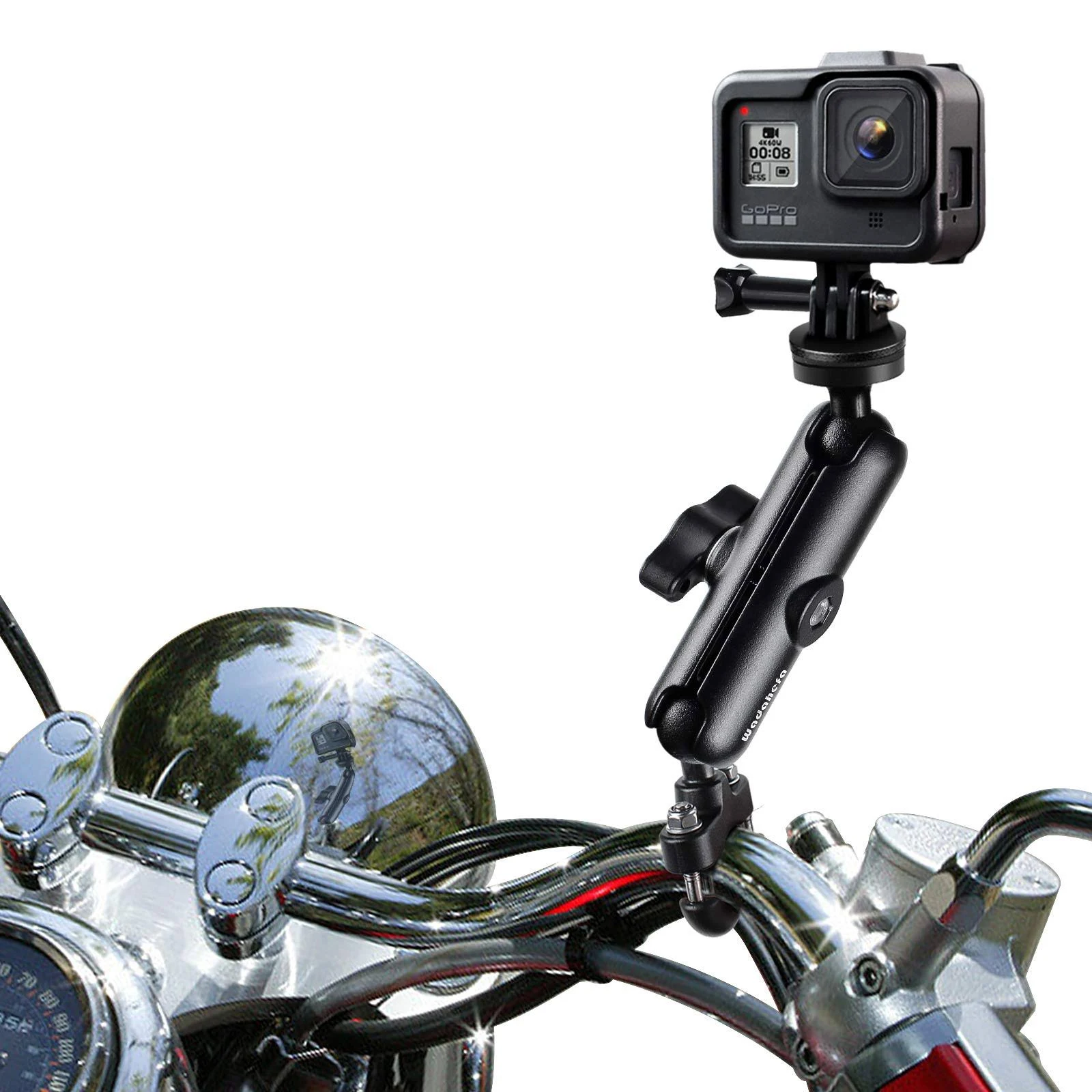 Motorcycle, Bike 360° Rotating Adjustable Sports Camera Mount, Compatible with DJI Action 2 & Gopro 7/8/9/10 & Insta 360d and Other Sports Cameras.