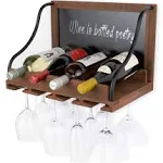 brightmaison BGT Colmar Wall Wine Rack, Glass Holder &amp; Bottle Rack with... 