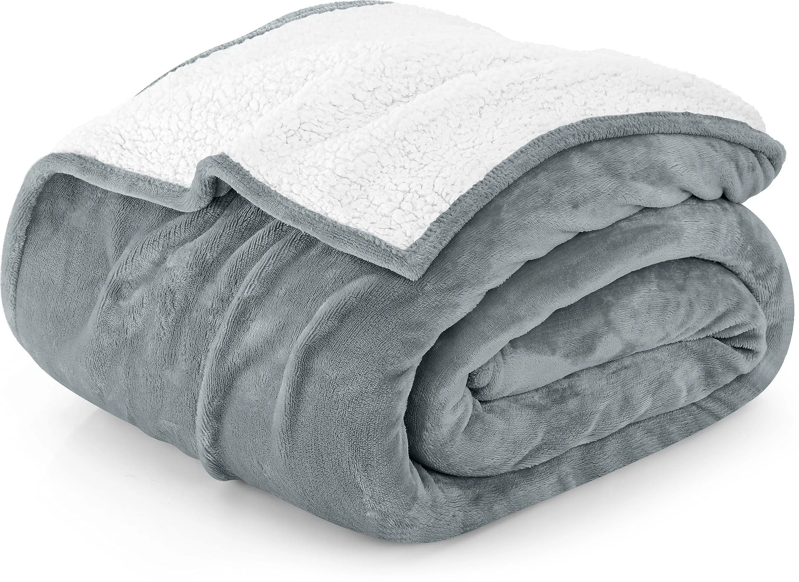 Utopia Bedding Sherpa Blanket Queen Size Cool Grey, 90x90 Inches - 480GSM\\