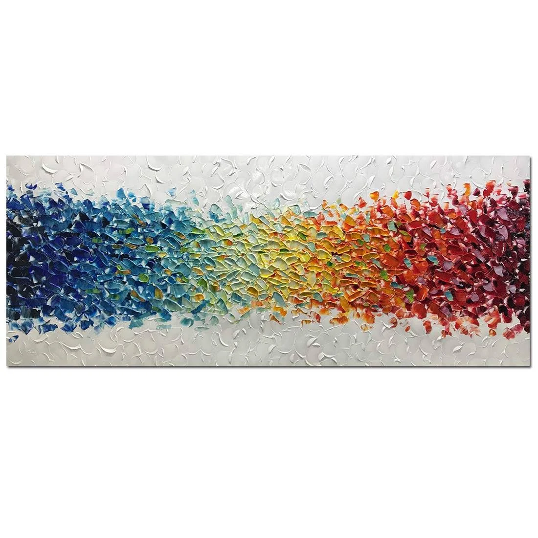 AMEI Art,24x60Inch Hand Painted Colorful Oil Painting Modern Abstract Acrylic Canvas Painting Primary Colors Wall Art Stretched Framed Contemporary Artwork