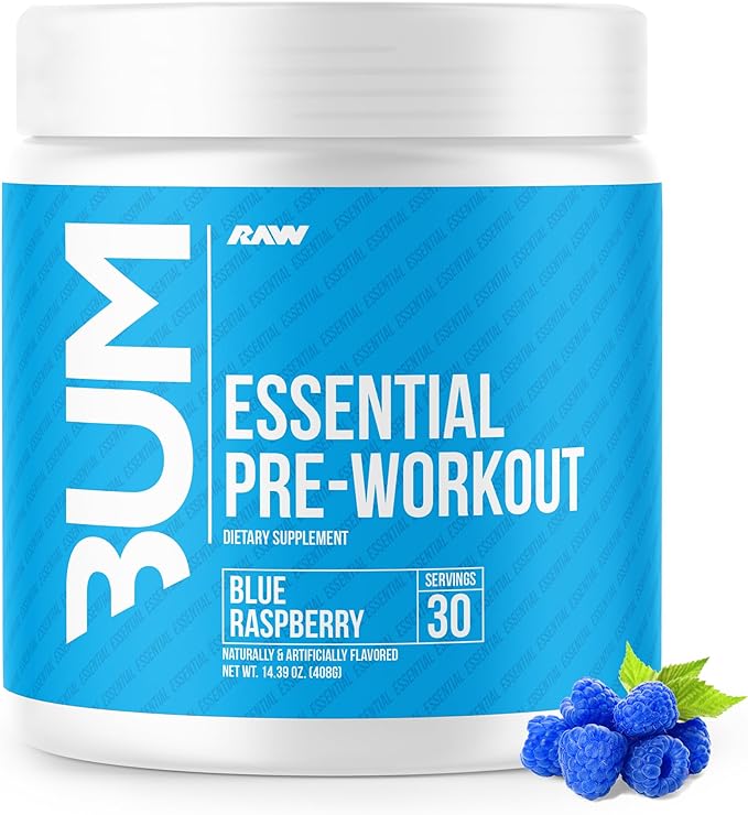 RAW Essential Pre-Workout Powder (Orange) - Chris Bumstead Sports Nutrition Supplement for Men & Women - Preworkout Energy Powder with Caffeine, L-Citrulline, L-Tyrosine, & Beta Alanine Blend