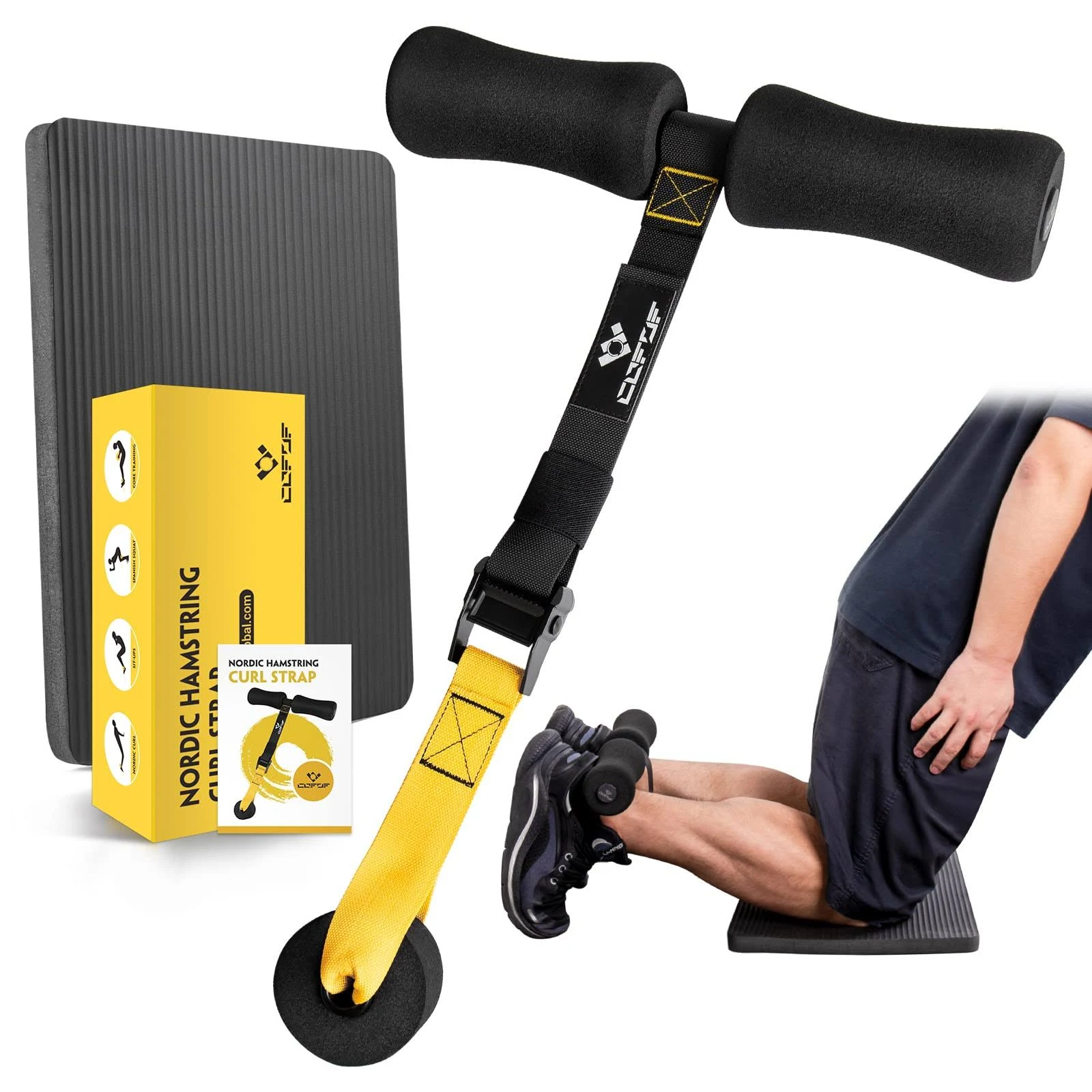 HAMSTRING CURL STRAP Nordic Sit-Ups Spanish Squats Ab Workout Yellow COFOF