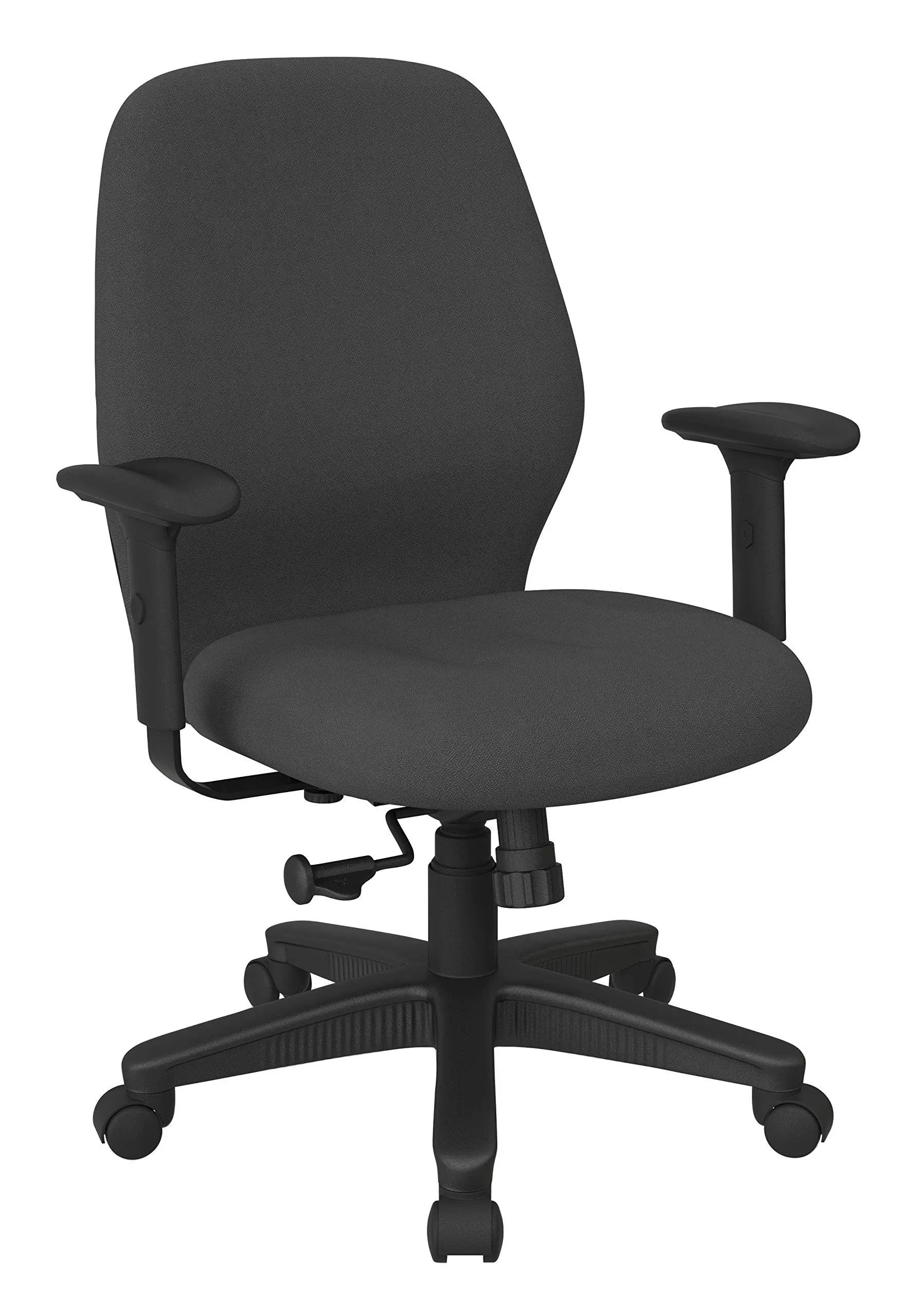 Office Star Ergonomic Mid Back Adjustable Office Desk Chair with Thick Padded Seat and Built-in Lumbar Support, Icon Grey Fabric