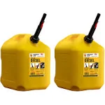 Midwest Can Company 5 Gal Diesel Fuel Container w/ Auto Shutoff, Yellow (2 Pack)