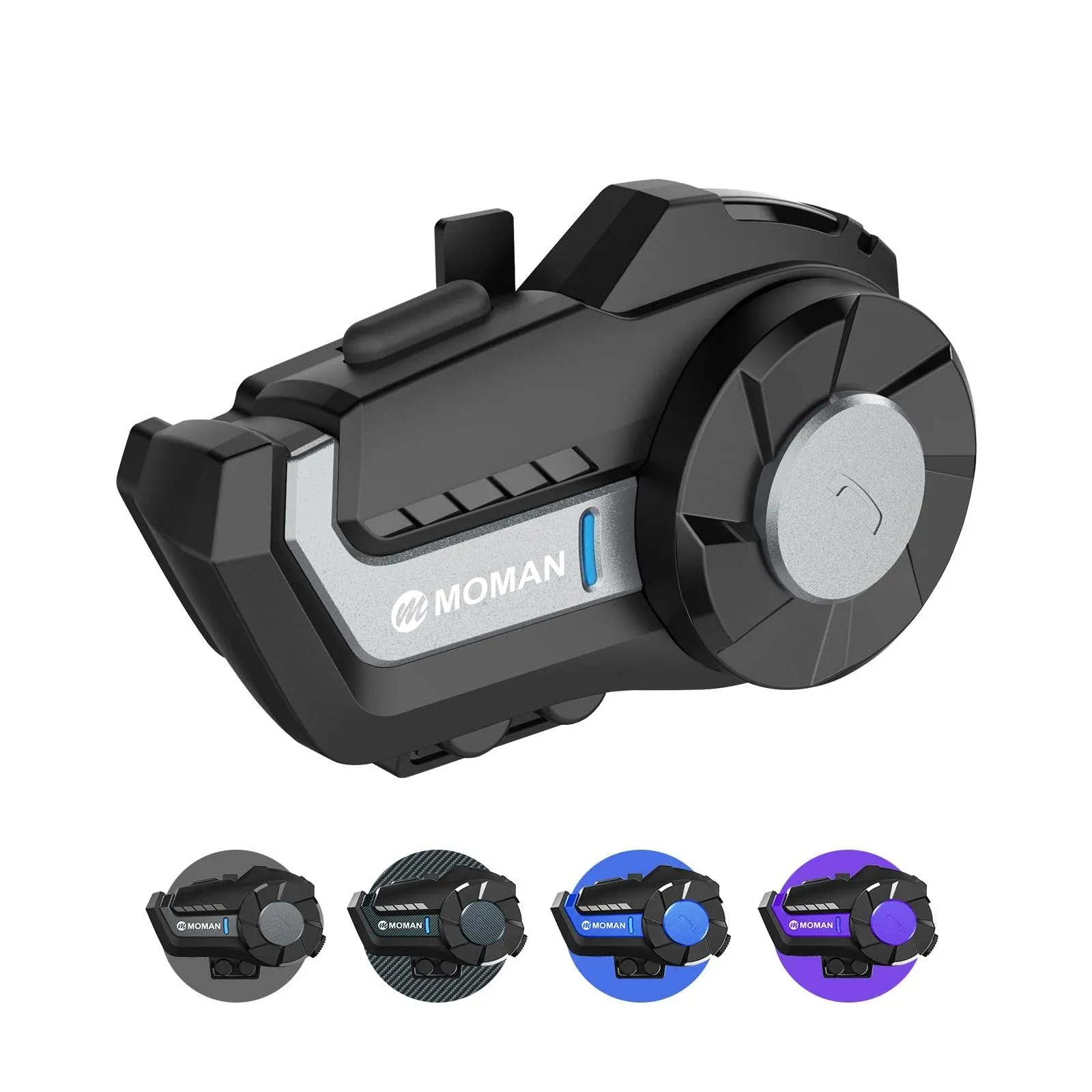 Moman Motorcycle Intercom, H2 Pro 【1 Pack Black】 Helmet Headset Dirt Bike Wireless Communication System IP65 Waterproof DSP&CVC Noise Cancellation Music FM, Motorbike-Wireless-Helmet-Intercom-Headset