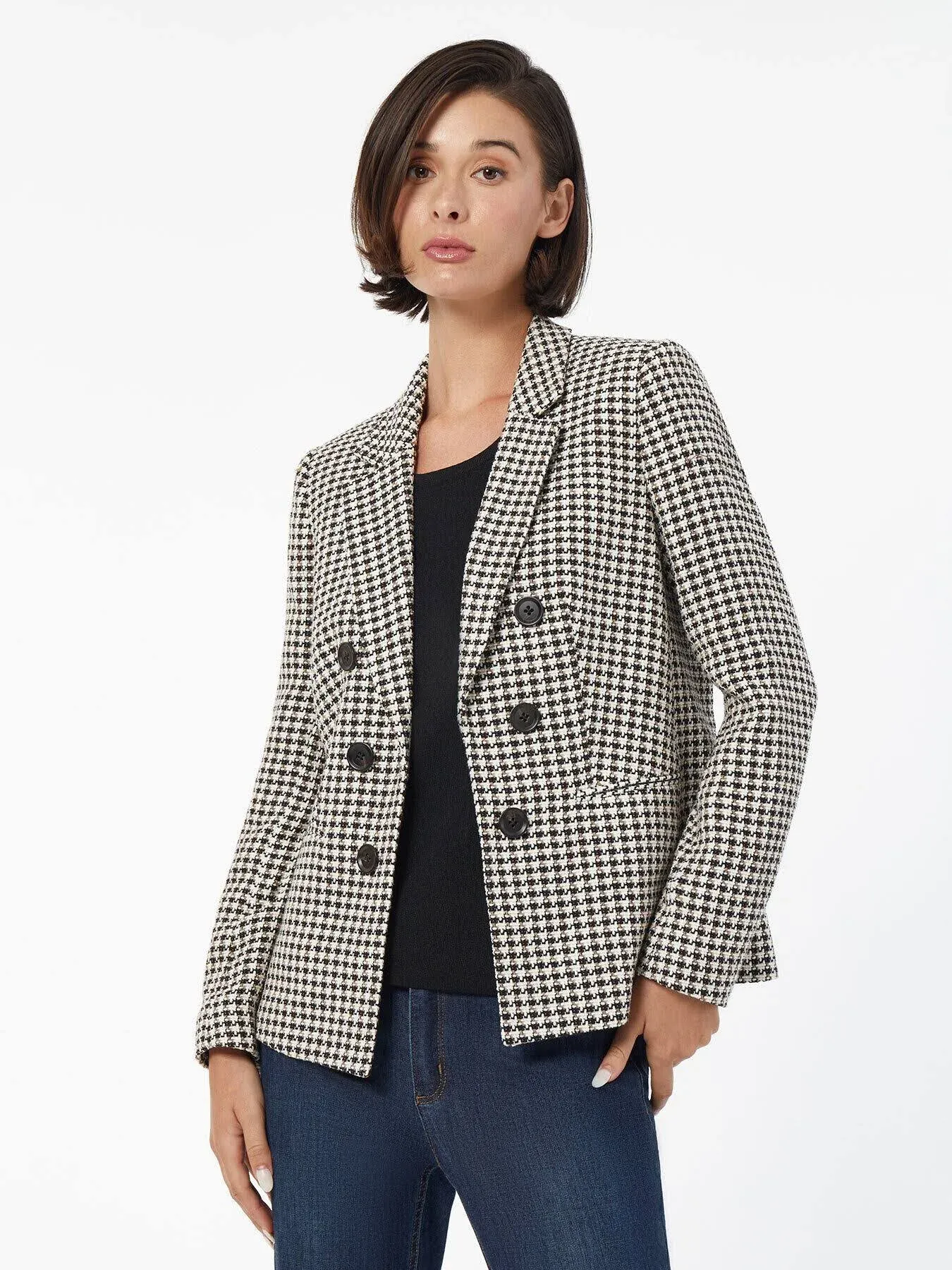 Jones New York Tweed Faux Double-Breasted Jacket