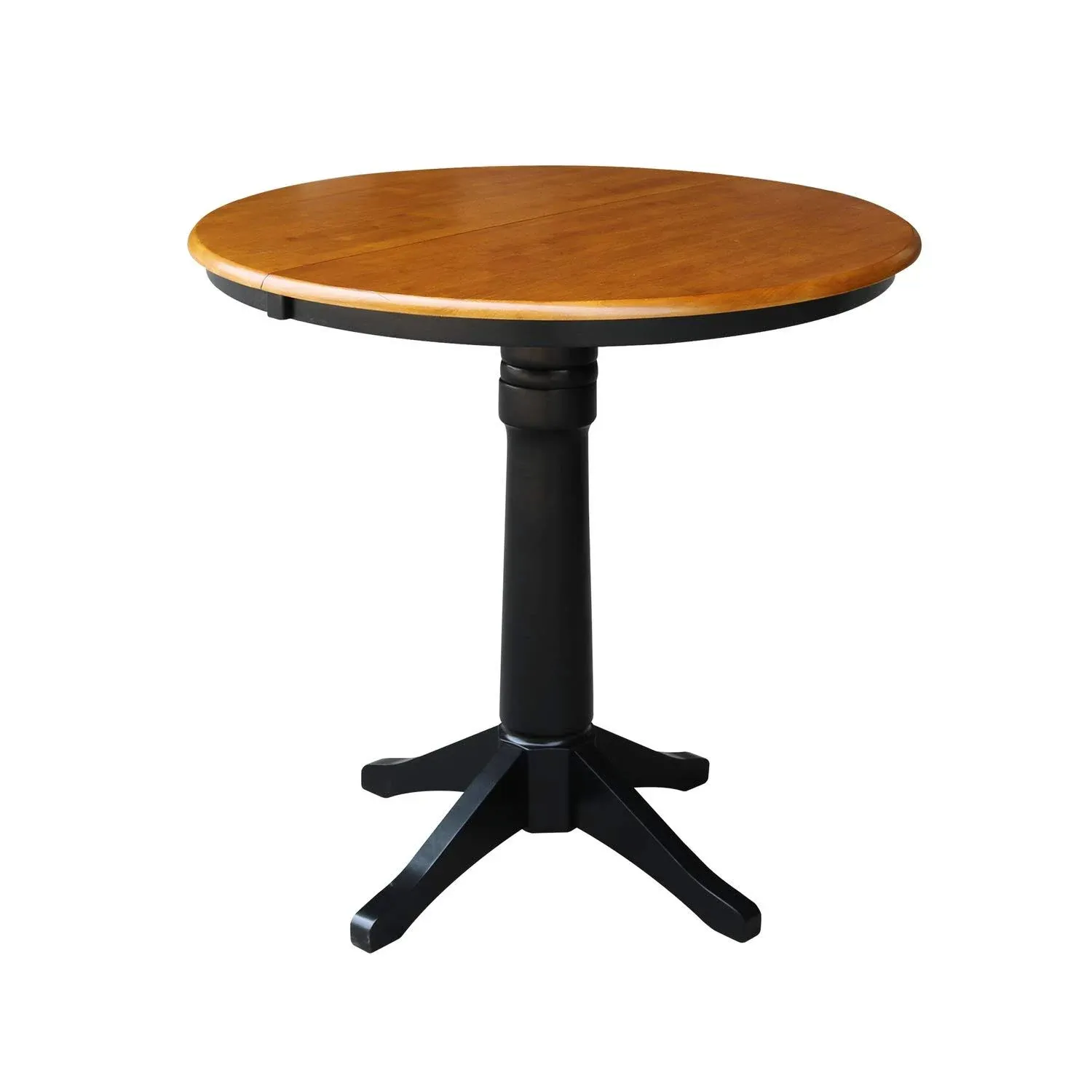 International Concepts Black/Cherry Round Traditional Extending Counter Table, Wood with Black Wood Pedestal Base 48-in L x 36.1-in H