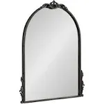 Kate and Laurel Myrcelle Traditional Arched Mirror, 21 x 26, Antique Black, Decorative Arch Vintage Mirror with Ornate Garland Detailing Along The Crown and Edges of The Frame