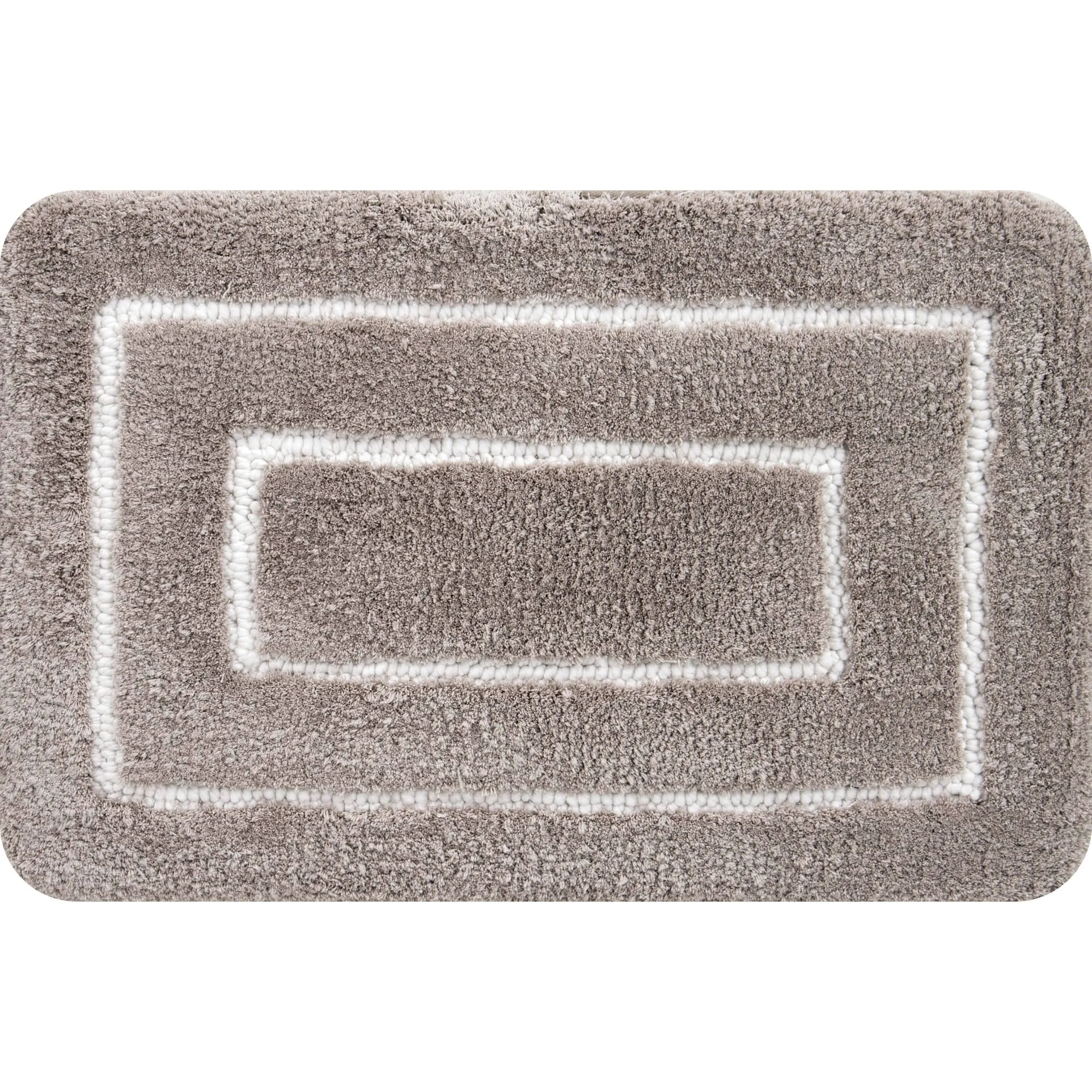 Buymats 18 x 27 in. Border Taupe & Multi Color Cotton Bath Mat