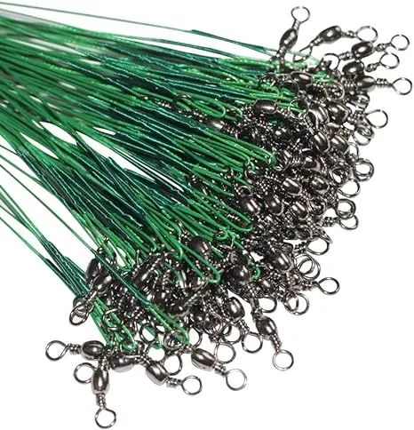 60Pcs Nylon-Coated Fishing Wire Leaders with Swivels and Snaps - 6&#034;, 9&#034;, 12&#034;