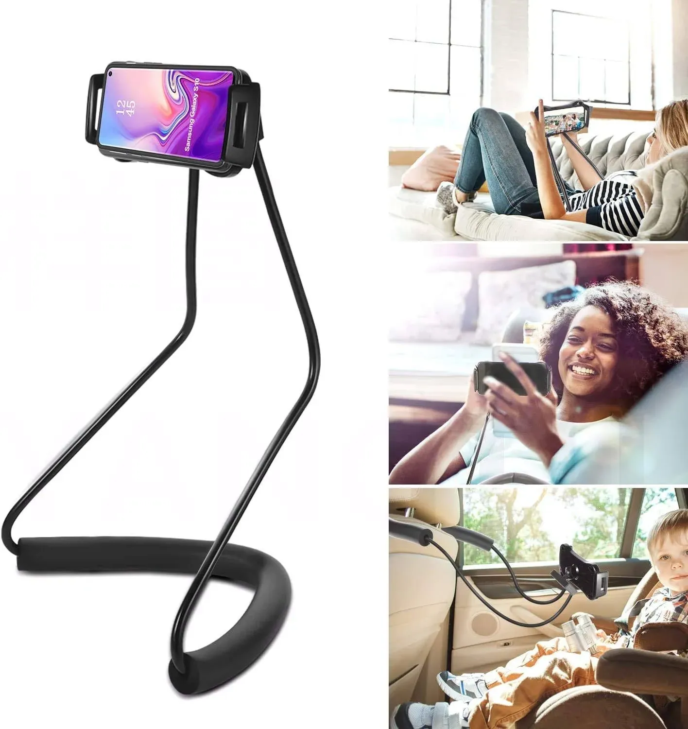 YUNLEJP Lazy Neck Phone Holder,Cell Phone Stand for Bed Around Neck,Hand Free Flexible Tablet Holder for Bed