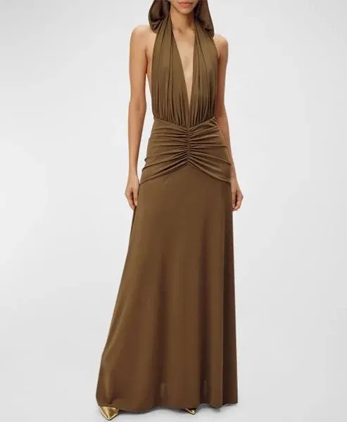 Hunter Hooded Sleeveless Plunge Maxi Dress