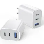 [2-Pack]iPhone 16 15 Charger Block,35W 3-Port Fast USB C Charger Block Dual Port PD Power Adapter + QC Wall Plug Multiport USB C Wall Charger Block for iPhone 16/16 Pro/15/15 Pro/Pro Max/Plus/14/13/12