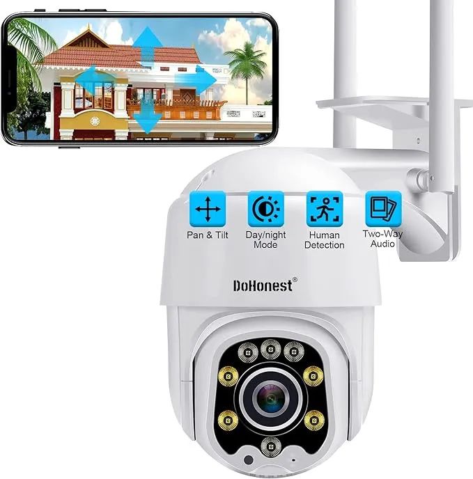 Security Camera Outdoor 5G WiFi - Easy to Install 360° Pan-Tilt Home Surveillance Camera System Motion Detection HD 1080p Color Night Vision 2 Way