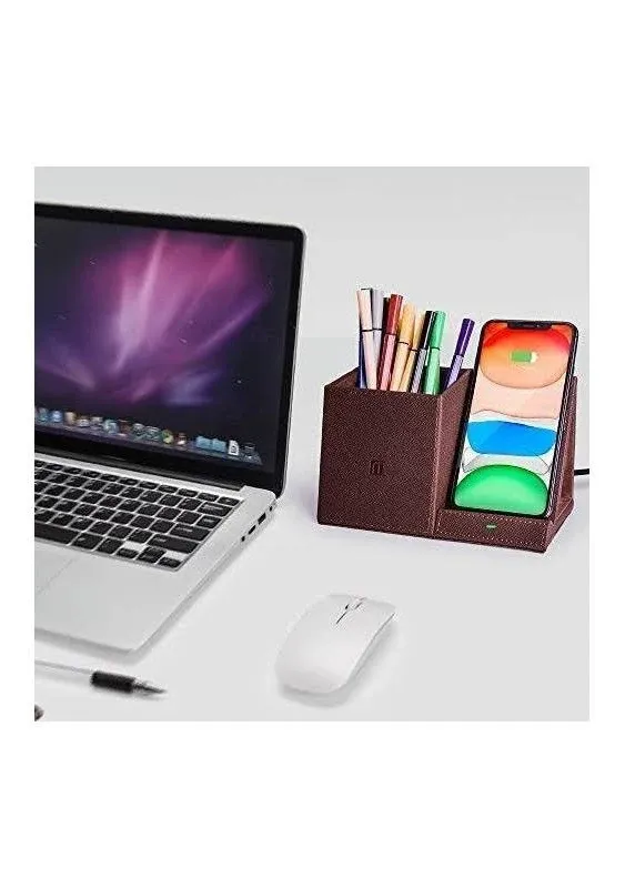 2-in-1 Pen Holder with Wireless Charger, Compatible with iPhone 15/14/13/12/11/8 ...