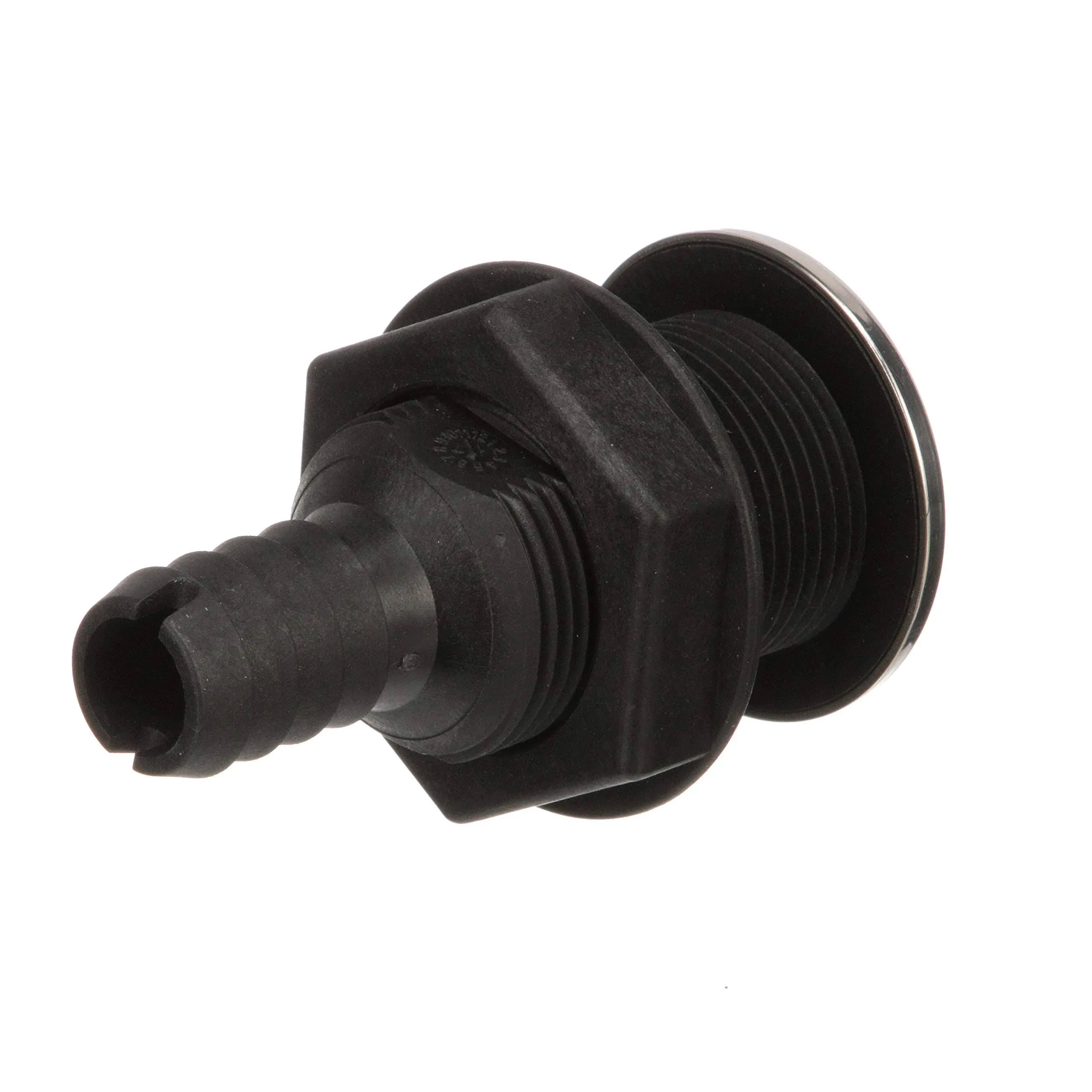 Seachoice Covered Thru-Hull Fitting w/Stainless-Steel Flange, Fits 3/4 in. ID Hose,Black