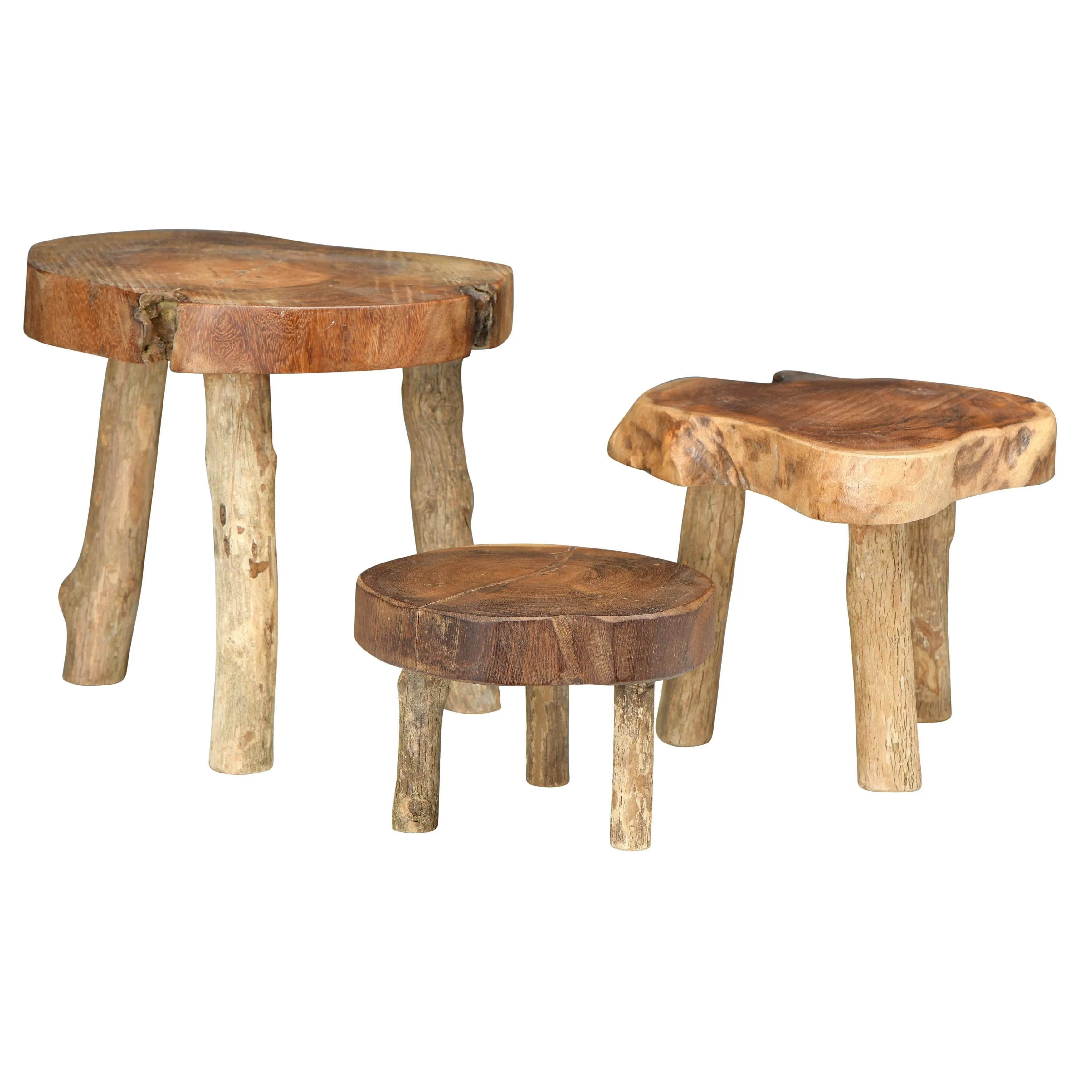 Creative Co-Op Madre De Cacao Live Edge Wood Pedestals (Set of 3)