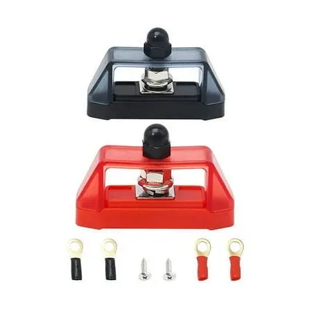 Recoil S1P-516 Busbar Single 5/16” Studs Power Distribution Block with Ring Terminals Pair Red & Black