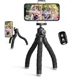 UBeesize Phone Tripod, Portable and Flexible Tripod with Wireless Remote and Clip, Cell Phone Tripod Stand for Video Recording (Pink)