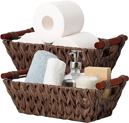 GRANNY SAYS Wicker Baskets with Handles Small Woven Basket Storage Waterproof