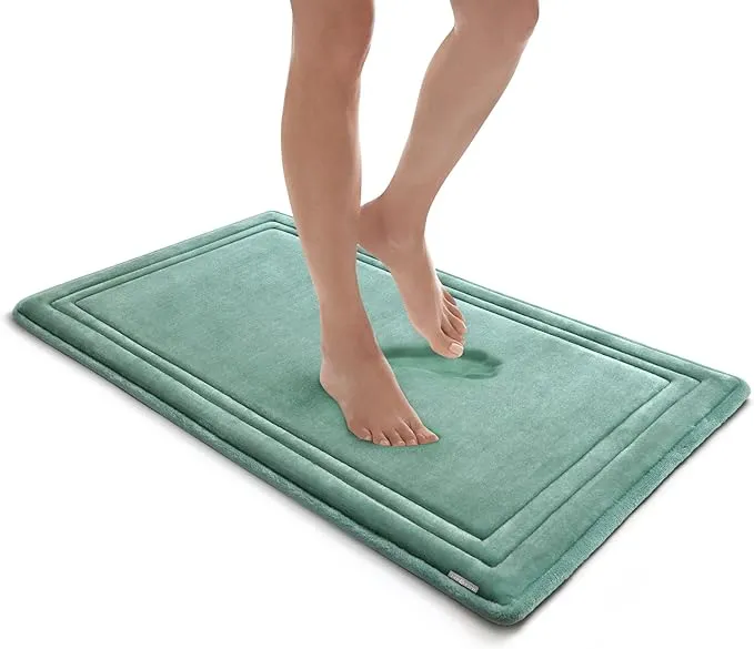 Microdry - Luxurious Memory Foam Bath Mat, Charcoal-Infused Absorbent Bath Mat with Skid-Resistant Base, Machine Washable Rug for Bathrooms, Kitchens