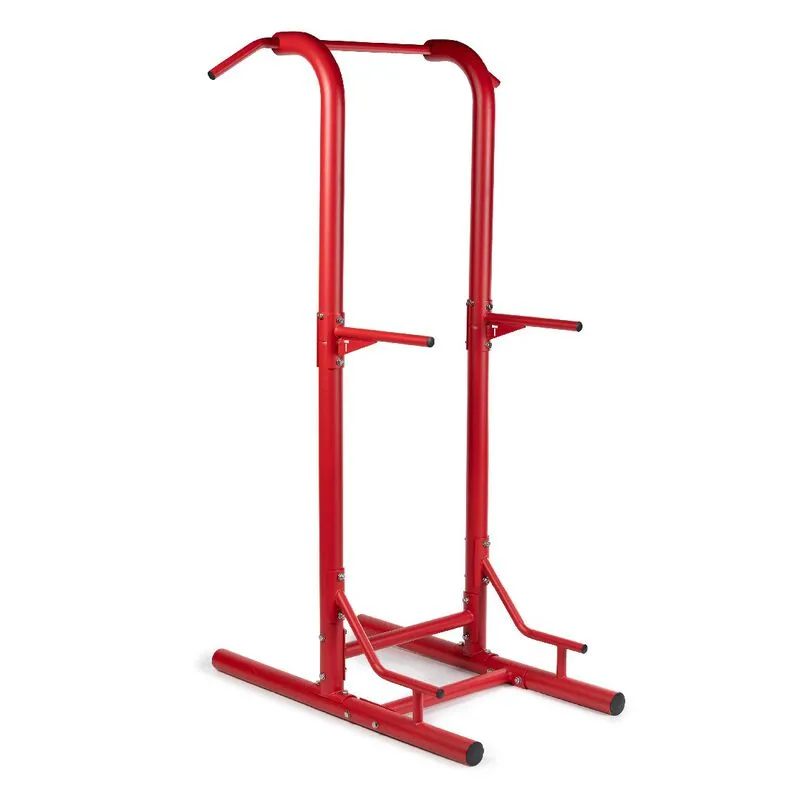 Titan Fitness Outdoor Power Tower, Red, 4-Stations-In-1, Pull-Up, Dip, Knee Raise, Push-Up Stations