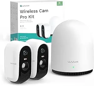 WUUK Add-on Security Camera, Camera Wireless for Home Security Outdoor/Indoor, 2K Resolution, IP67, Night Vision, No Monthly Fee, Google & Alexa Compatible, Base Station Required