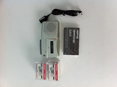 GE Microcassette Voice Recorder Black 3-5371 Clip-On Microphone 1 Button Record