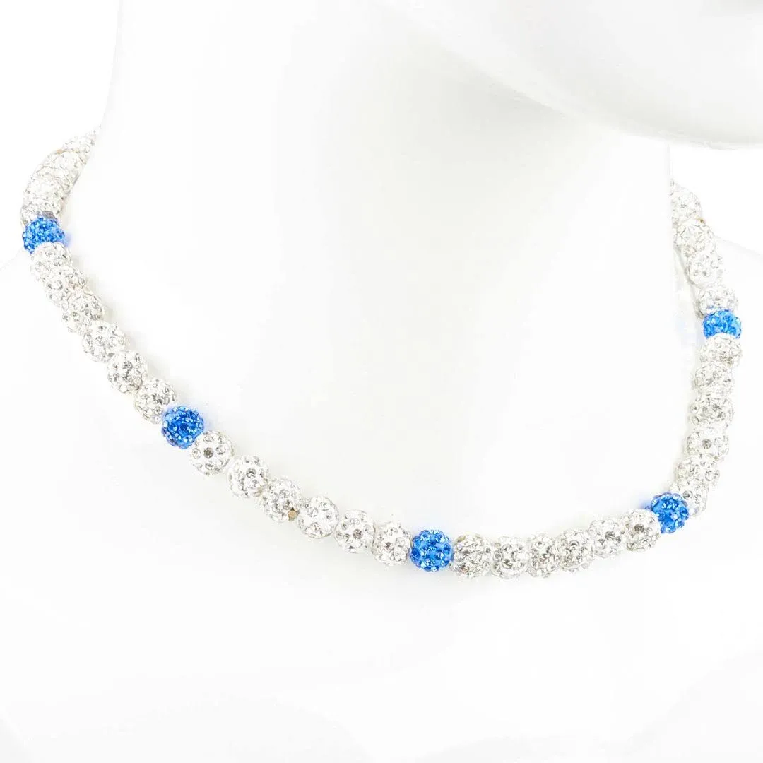 Ice Collection Necklace - Athletic-Inspired Jewelry for Competitive Ball Players and Athletes, Stylish Sports Accessory (18 Inch, Arctic Ice | White Diamond/Blue)